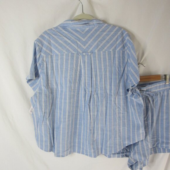 Auden Pajama Set Blue White Striped Shorts Button Down Short Sleeve Size XXL NWT - Picture 11 of 14